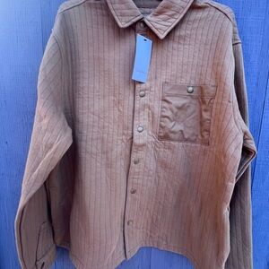 Goodfellow XL Brown Quilted Button-Up Shirt